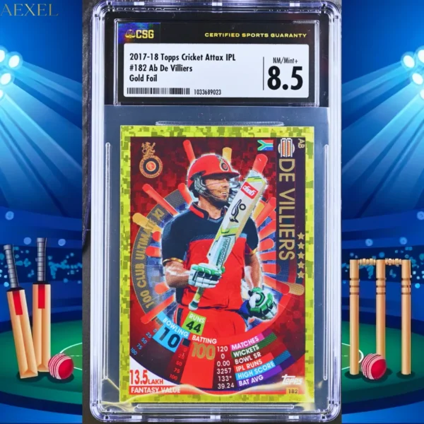 Ab De Villiers Topps Cricket Attax 2017 CGC 8.5 Card # 182 Gold Foil 100 Club Ultimate XI
