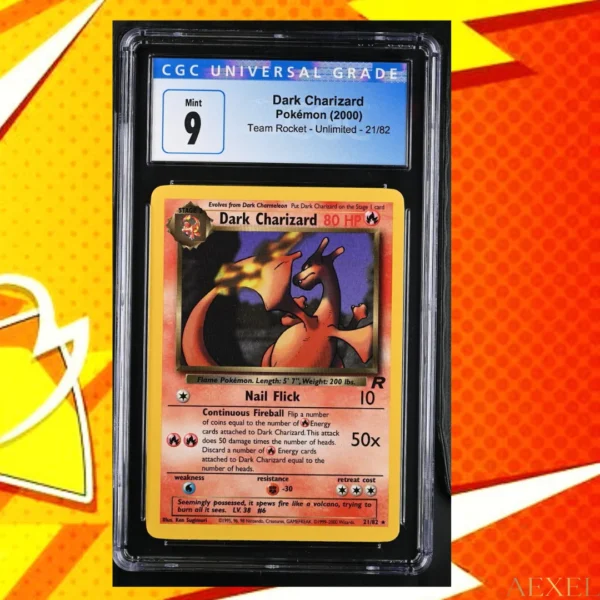 2000 Pokémon Dark Charizard – Team Rocket Unlimited, Rare (CGC 9) Card #21/82 – English (Copy)